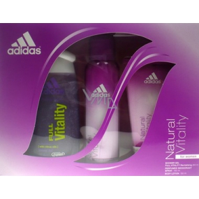 Adidas Natural Vitality sprchový gel 250 ml + deodorant sprej 150 ml + tělové mléko 150 ml, pro ženy dárková sada