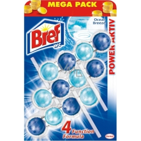 Bref Power Aktiv 4 Formula Ocean Breeze WC blok pro hygienickou čistotu a svěžest Vaší toalety, zbarvuje vodu 3 x 50 g, megapack