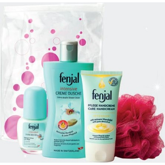 Fenjal Intensive krém na ruce 75 ml + sprchový krém 200 ml + deodorant roll-on 50 ml + masážní žínka 1 kus, kosmetická sada