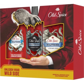Old Spice Wolfthorn voda po holení 100 ml + deodorant sprej 125 ml + sprchový gel 250 ml, kosmetická sada