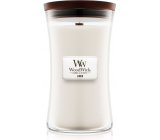 WoodWick Linen - Čistý len vonná svíčka s dřevěným knotem a víčkem sklo velká 609,5 g