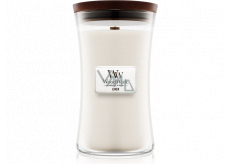 WoodWick Linen - Čistý len vonná svíčka s dřevěným knotem a víčkem sklo velká 609,5 g