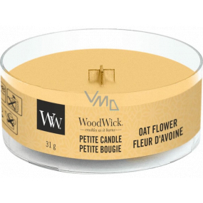 WoodWick Oat Flower - Ovesný květ vonná svíčka s dřevěným knotem petite 31 g