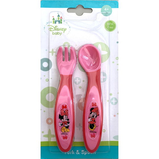 Disney Baby Minnie Mouse příbor růžový pro děti 4+ měsíců