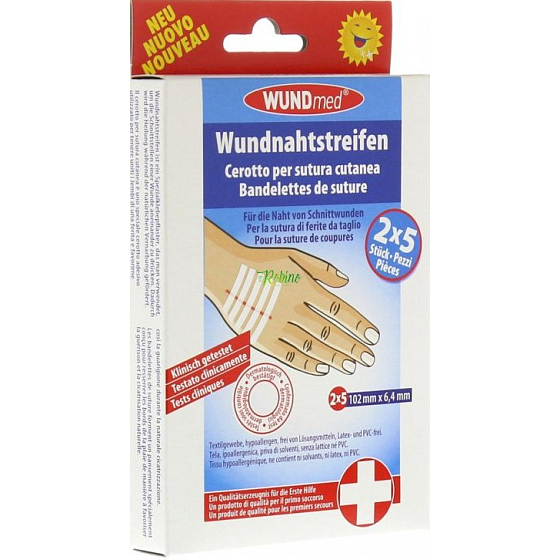 WUNDmed Náplast na stažení rány 102 x 6,4 mm 10 kusů