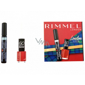 Rimmel London Extra Super Lash řasenka 101 černá 8 ml + 60 Seconds Super Shine Nail Polish lak na nehty 315 Queen Of Tarts 8 ml, kosmetická sada