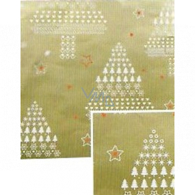 Nekupto Dárkový balicí papír vánoční 70 x 200 cm Zlatý bílé stromky