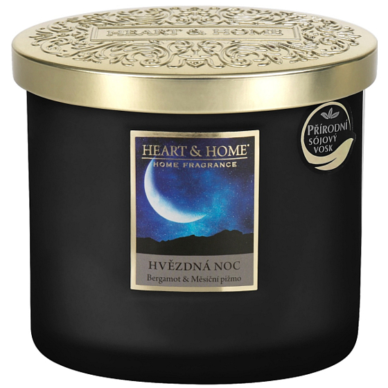 Heart & Home Hvězdná noc sojová vonná svíčka elipsa hoří až 40 hodin 220 g