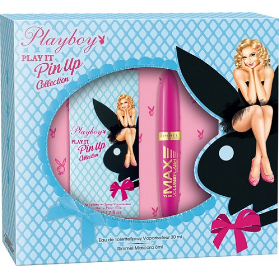 Playboy Play It Pin Up Collection toaletní voda 30 ml + Rimmel řasenka 8 ml, dárková sada