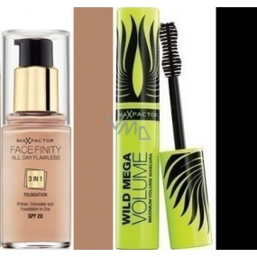 Max Factor Facefinity All Day Flawless 3v1 make-up 80 Bronze 30 ml + Wild Mega Volume řasenka černá 11 ml