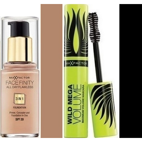 Max Factor Facefinity All Day Flawless 3v1 make-up 80 Bronze 30 ml + Wild Mega Volume řasenka černá 11 ml