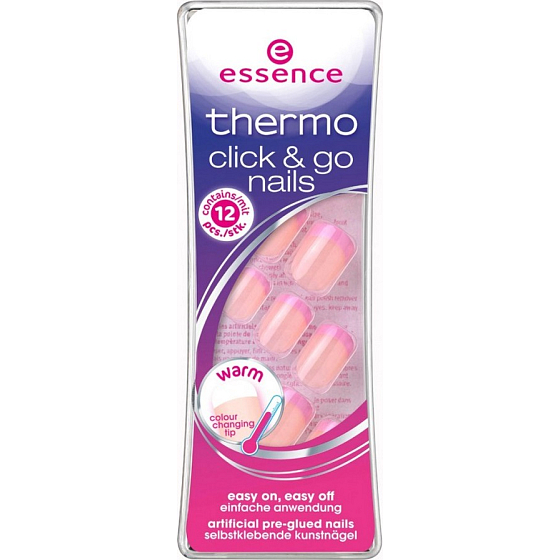 Essence Thermo Click & Go Nails umělé nehty 02 Keep Cool, Hotty! 12 kusů