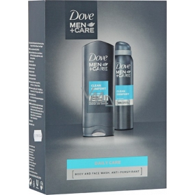 Dove FM Clean Comfort Men + Care sprchový gel 250 ml + deodorant sprej pro muže 150 ml, kosmetická sada