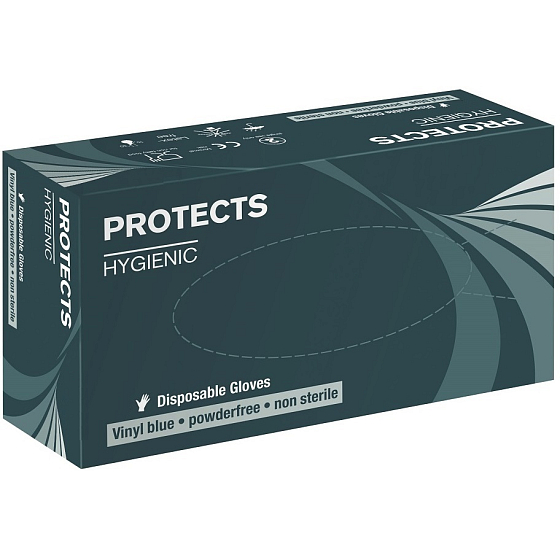 Sempermed Protects Hygienic Vinyl blue Rukavice jednorázové, bez pudru, modré, vinylové, velikost XL, box 90 kusů
