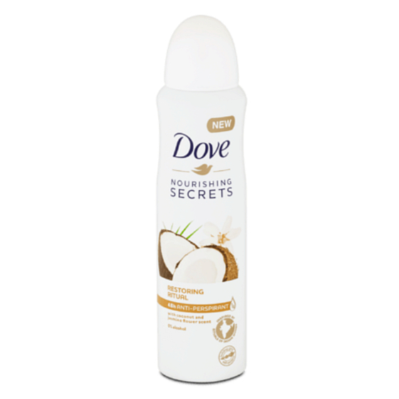 Dove Nourishing Secrets Pečující Rituál Kokos a květ Jasmínu antiperspirant deodorant sprej s 48hodinovým účinkem pro ženy 150 ml