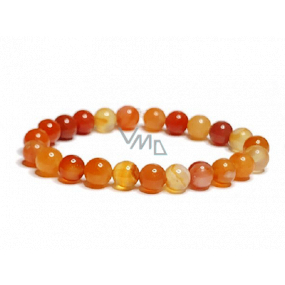 Achát oranžový náramek elastický přírodní kámen, kulička 8 mm / 16 - 17 cm, klid - ochrana - síla - harmonie