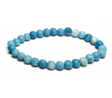 Larimar náramek elastický přírodní kámen, kulička 6 mm / 16 - 17 cm, kámen bájné Atlantidy