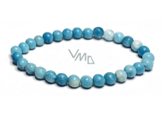 Larimar náramek elastický přírodní kámen, kulička 6 mm / 16 - 17 cm, kámen bájné Atlantidy