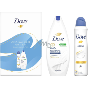 Dove Original Deeply Nourishing hydratační sprchový gel 250 ml + Original antiperspirant deodorant sprej 150 ml, kosmetická sada pro ženy