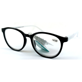 Berkeley Čtecí dioptrické brýle +4,0 plast černé bílé postranice 1 kus MC2253