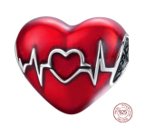 Charm Sterlingové stříbro 925 Červené srdce tlukot srdce, korálek na náramek láska