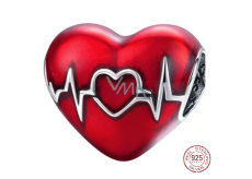 Charm Sterlingové stříbro 925 Červené srdce tlukot srdce, korálek na náramek láska