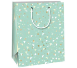 Ditipo Dárková papírová taška 18 x 10 x 22,7 cm Světle zelená různé trojúhelníky