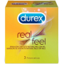 Durex Real Feel nelatexový kondom pro přirozený pocit kůže na kůži, nominální šířka: 56 mm 3 kusy