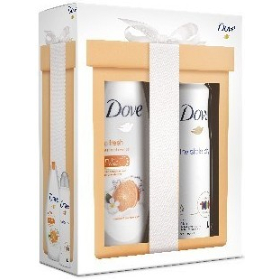 Dove Revitalize Go Fresh Revitalize Mandarinka sprchový gel vyživující 250 ml + Invisible Dry antiperspirant deodorant sprej 150 ml, kosmetická sada