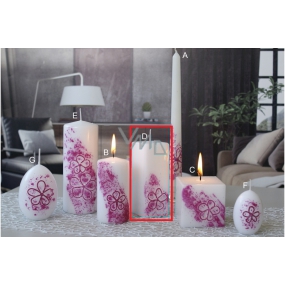 Lima Květinová svíčka tmavě růžová hranol 45 x 120 mm 1 kus