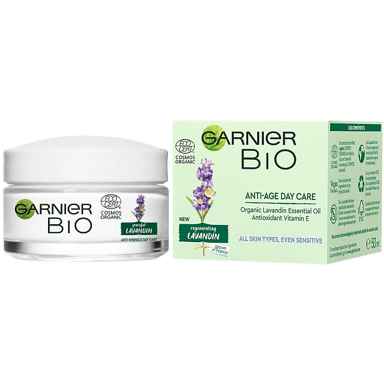 Garnier Bio Graceful Lavandin Organický levandulový olej a vitamín E denní krém proti vráskám pro všechny typy pleti 50 ml