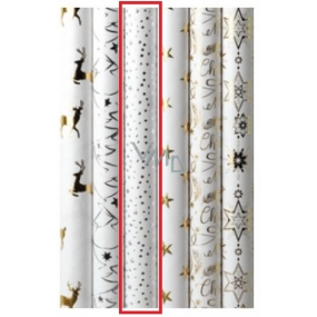 Zoewie Dárkový balicí papír 70 x 150 cm Vánoční Luxusní White Christmas s ražbou bílý - stříbrné puntíky