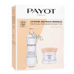 Payot Creme N°2 Eau Lactée Micellaire odličovací mléko pro citlivou pleť 400 ml + Créme N°2 Cachemire bohatý krém pro citlivou pleť 50 ml, dárkový set 2020