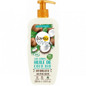 Lovea Bio Kokosový olej hydratační tělové mléko pro suchou pokožku dávkovač 250 ml