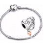 Charm Sterlingové stříbro 925 Srdce s řetízkem Keep me safe, korálek na náramek láska