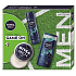 Nivea Men Feeling Game on krém na obličej, tělo a ruce 150 ml + Nivea Men Ultra Charge antiperspirant sprej 150 ml + Nivea Men Ultra Charge sprchový gel 250 ml, kosmetická sada pro muže