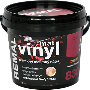 REMAL Vinyl Color mat omyvatelná barva na zeď, 830 vínově červená, 250 g