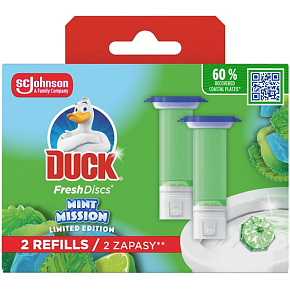 Duck Fresh Discs Mint Mission WC blok s vůní máty a limetky náhradní náplň 2x36 ml