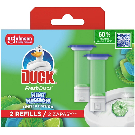 Duck Fresh Discs Mint Mission WC blok s vůní máty a limetky náhradní náplň 2x36 ml