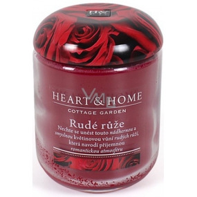 Heart & Home Rudá růže Sojová vonná svíčka velká hoří až 70 hodin 310 g