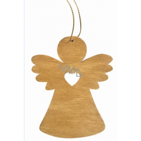 Anděl dřevěný závěsný, světle hnědý 8 cm