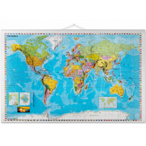 Naga Nástěnná mapa světa laminovaná Barevná 137 x 89 cm