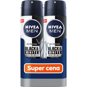 Nivea Men Invisible Black & White antiperspirant deodorant sprej 2 x 150 ml, duopack pro muže