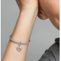 Charm Sterlingové stříbro 925 Disney Medvídek Pú a Prasátko - Není to o tom co máme, ale koho máme, 2v1 přívěsek srdce na náramek