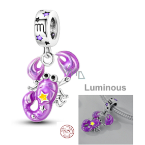 Charm Sterlingové stříbro 925 Znamení zvěrokruhu Štír, zářící ve tmě luminozní přívěsek na náramek