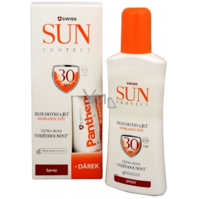 SunProtect Swiss SPF30 sprej na opalování voděodolný 250 ml + Premium Panthenol regeneruje podrážděnou pokožku po opalování 50 ml