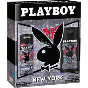 Playboy New York deodorant sprej pro muže 150 ml + sprchový gel 250 ml, kosmetická sada 2016