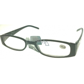 Berkeley Čtecí dioptrické brýle +4,0 plast černé stranice s kamínky 1 kus MC2154