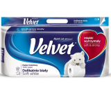 Velvet White Soft jemně bílý toaletní papír 162 útržků 3 vrstvý 8 kusů