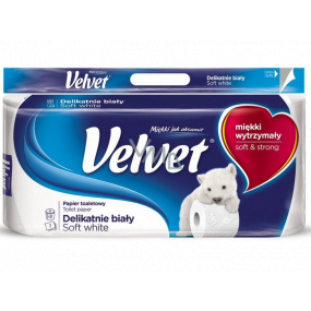 Velvet White Soft jemně bílý toaletní papír 3 vrstvý 8 kusů